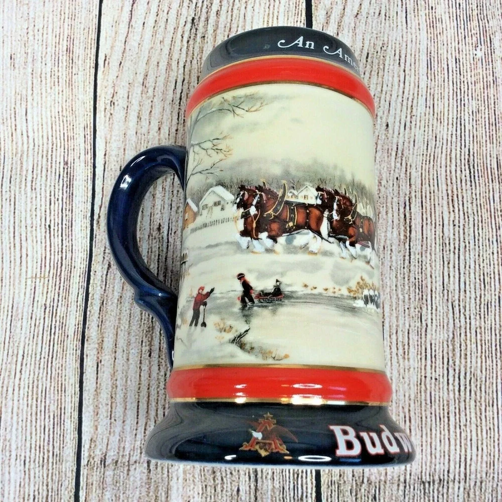 Budweiser Beer Stein Collector Series 1990 AMERICAN TRADITION Vintage Horses